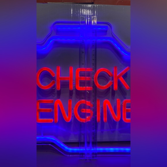 Check Engine Neon Sign,Garage Decor, LED Neon Signs for Wall Decor - Picture 3 of 4